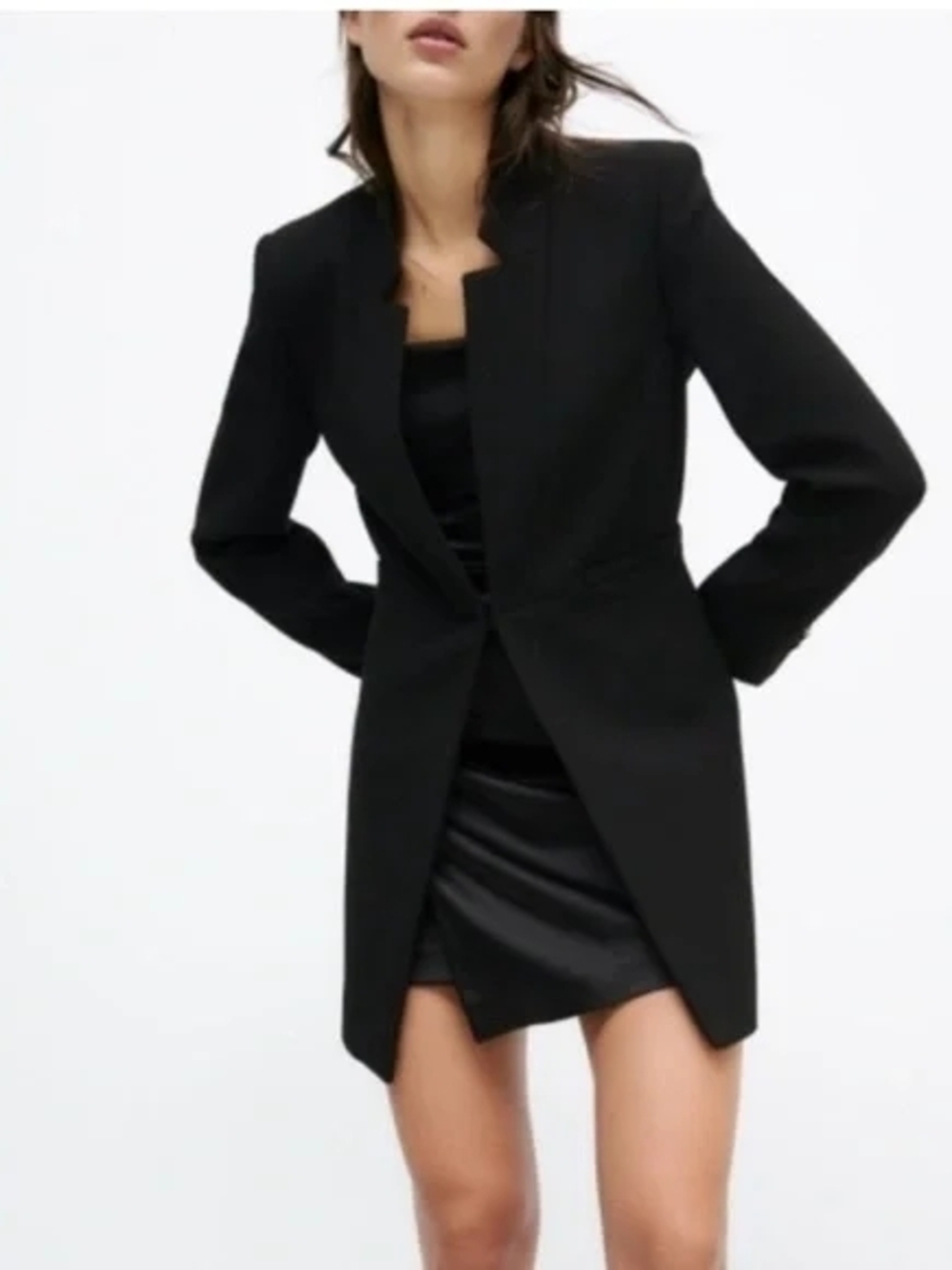 Zara Long Black Tailored Blazer Jacket